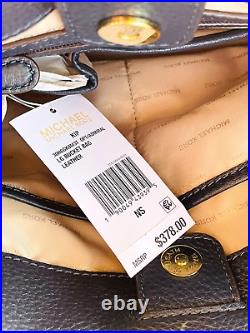 New MICHAEL KORS KIP Pebble Leather White Navy Blue Bucket Bag Purse Handbag