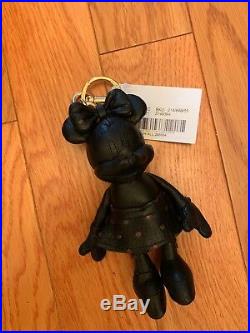 New! Minnie Mouse Coach X key/ purse fob doll charm black leather