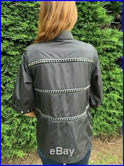 New Moncler Genius Silver Noir Kei Ninomiya Chain Leather Jacket XL 6