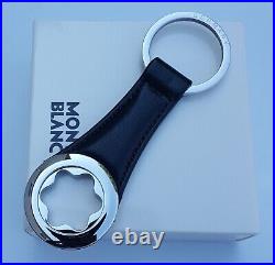 New Montblanc Iconic Key Ring / Fob Leather Stainless Steel/onyx Silver #112697