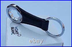 New Montblanc Iconic Key Ring / Fob Leather Stainless Steel/onyx Silver #112697