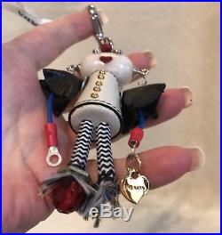 New PRADA ROBOT GIRL Silver Gold Tone Metal Keychain Bag Charm, GUCCI BOX