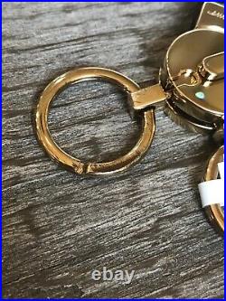 New Salvatore Ferragamo Gancini Keychain Keyfob Mens Double Key Ring, Keychain