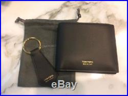 New TOM FORD Black Smooth Calf Men's Billfold Wallet Set with Key Chain NIB Italy