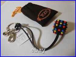 New Tod's leather Gommino Studded Cube Keyring, Bag Charm