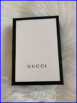 Nib Gucci Black Gg Logo Embossed Web Wallet Card Holder Keychain With Strap