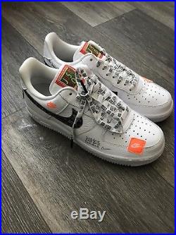 Nike Air Force 1 AF1 Sneakers JUST DO IT White Blk Orange Men 13 Keychain JDI