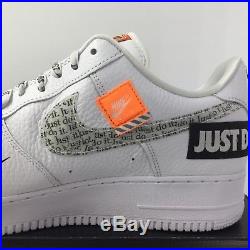 Nike Air Force 1 AF1 Sneakers JUST DO IT White Blk Orange Men 13 Keychain JDI