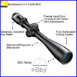Nikon Buckmasters II 4-12x40 BDC Rifle Scope with Lens Pen, Cloth & Keychain Light