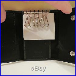 Nwt Authentic Prada Black Nappa Leather Key Ring Holder Key Chain Wallet