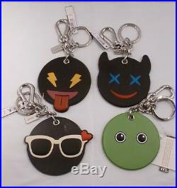 Nwt Coach 4 Emoji Googly Frisky Shady Cheeky Bag Charm Key Chain Ring Fob