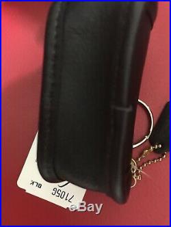 Nwt Coach Vintage Black Leather Mini City Bag Coin Purse Keychain Fob 7105