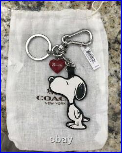 Nwt New Coach X Snoopy Peanuts Leather Keychain & Heart Kiss Fob
