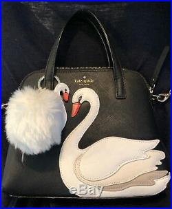 On Pointe Small Maisie Purse Kate Spade and York Swan Keychain Black Gold