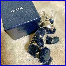 PRADA Armour Black Bear Bag Charm Key Ring Keychain WithBox