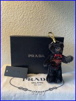 PRADA Authentic Teddy Bear Mascot Keyring Black Keychain Bag Charm