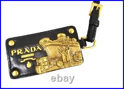 PRADA Authentic Thick Gold Ship Rare Large Leather Purse Bag Tag 2 3/4 X 1 1/2