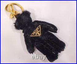 PRADA Bag Charm Key Ring Bear Key chain 1AR991 Black Gold Hardware with Boxed