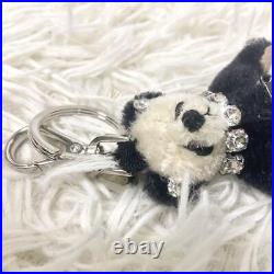 PRADA Bear Bag Charm Key Chain 15cm Black White Silver Bijou Ladies Authentic