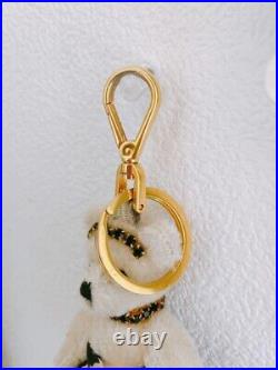 PRADA Bear Black Dress Flower Gold Strap Key Ring Holder Chain Bag Charm Used
