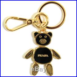 PRADA Bear Pendant Black KeyRing ACCIAIO Steel SMALTO Enamel 1PS399 NERO Holder