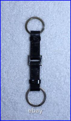 PRADA Black Leather and Silvertone Metal Keychain
