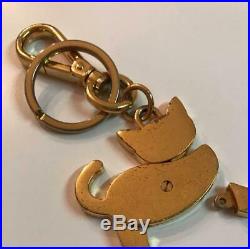 PRADA Cat Gold / Black Key Ring Charm Key Chain Metal Used