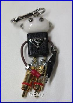 PRADA Edward Robot Trick Black Electrical Parts Key Chain Charm Silver Clasp
