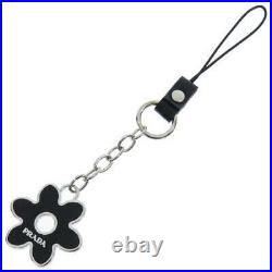 PRADA Flower key chain Metal Black 1AR651