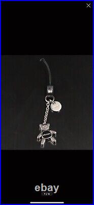 PRADA Key charm Keychain BEAR Black x Silver $215 FREE SHIPPING