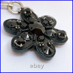 PRADA Key holder chain Bag charm Flower black silver heart Bijoux Studs Used