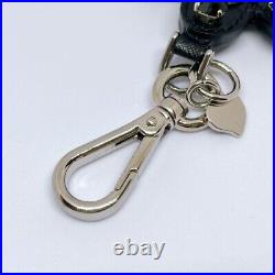 PRADA Key holder chain Bag charm Flower black silver heart Bijoux Studs Used