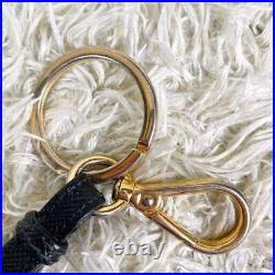 PRADA Key ring Key chain Saffiano Leather Black F/S From JAPAN