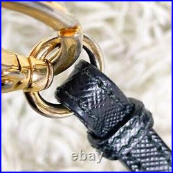 PRADA Key ring Key chain Saffiano Leather Black F/S From JAPAN