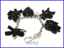 PRADA Key ring Key holder Key chain Bag Charm AUTH Silver Black Skull F/S