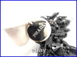 PRADA Key ring Key holder Key chain Bag Charm AUTH Silver Black Skull F/S
