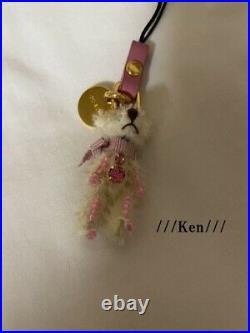 PRADA Key ring Key holder Key chin STRAP Bag charm AUTH Bear White Pink Rare F/S