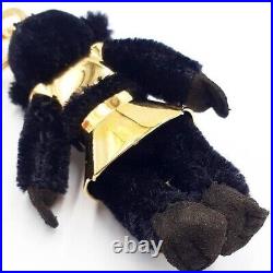 PRADA Key ring Key holder chain Bag charm AUTG Gorilla Bear Black Plate F/S