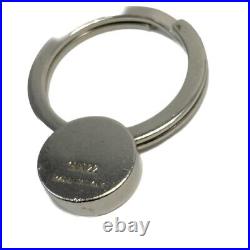 PRADA Key ring Key holder chain Bag charm AUTH Black Silver Circle Medal Coin FS