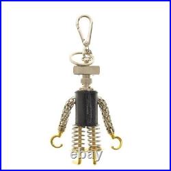 PRADA Key ring Key holder chain Bag charm AUTH Black Tricks Saffiano Robot F/S
