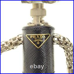 PRADA Key ring Key holder chain Bag charm AUTH Black Tricks Saffiano Robot F/S