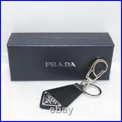 PRADA Key ring holder 2PP041053F0002 leather Safiano Black NEW unisex