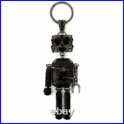 PRADA Key ring key chain bag charm Robot rhinestone bijou Color black 16cm 4.5cm