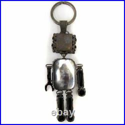PRADA Key ring key chain bag charm Robot rhinestone bijou Color black 16cm 4.5cm