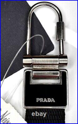 PRADA Keychain Keyring Nylon Fabric Book Charm Black Color, New withtags, RARE