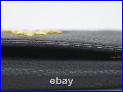 PRADA Leather Key Case Holder Black Gold
