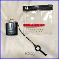PRADA Padlock Cadena Black WithKey Key Ring Bag Charm Keychain Novelty Unused