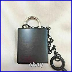 PRADA Padlock Cadena Black WithKey Key Ring Bag Charm Keychain Novelty Unused