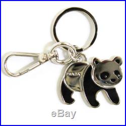 PRADA Panda Black KeyRing ACCIAIO Steel SMALTO Enamel 1PS434 Nero Key holder