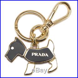 PRADA Puppy Pendant Black KeyRing METAL KeyHolder 1PS402 QVW F0002 Authentic